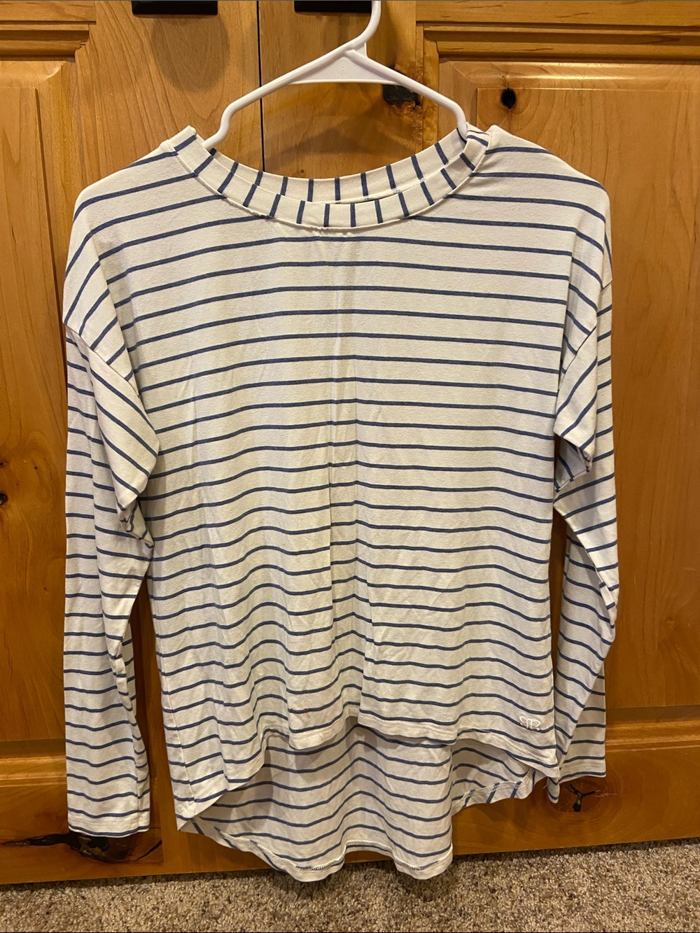 Albion White and Navy Striped Long-Sleeve Tee